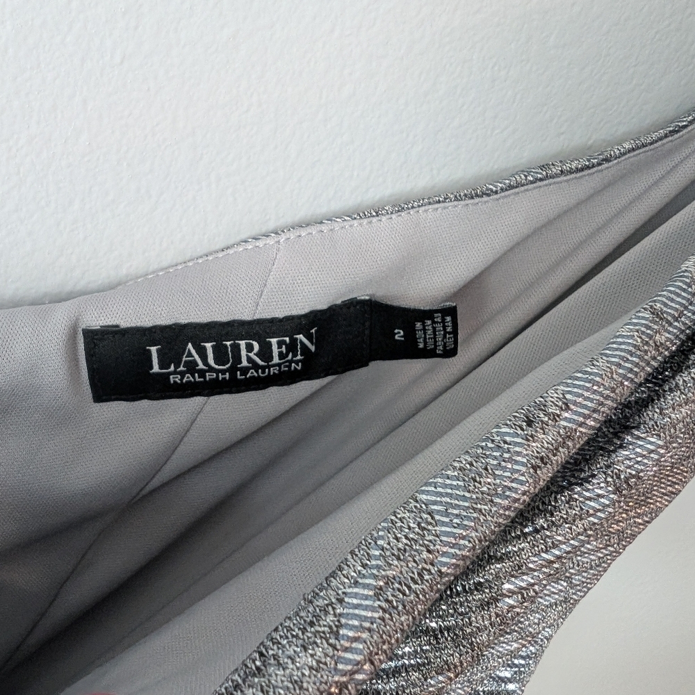 Lauren Ralph Lauren Metalic Silver Evening Gown Size 2. - Picture 6 of 14